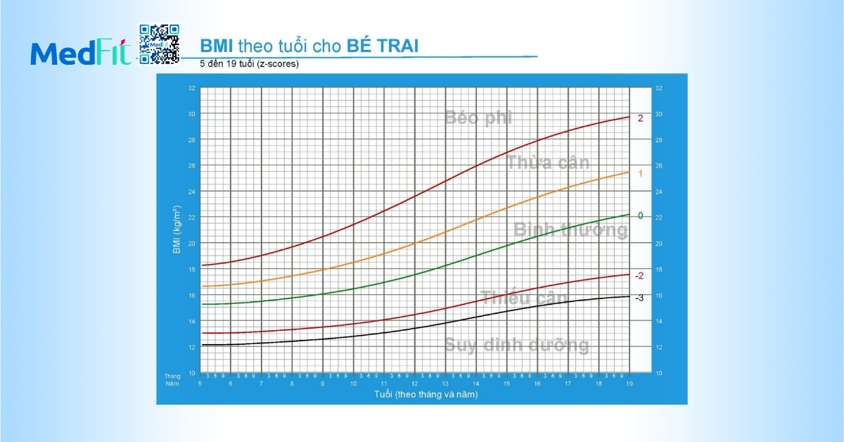 biểu đồ bmi theo tuổi và giới của who ở bé trai