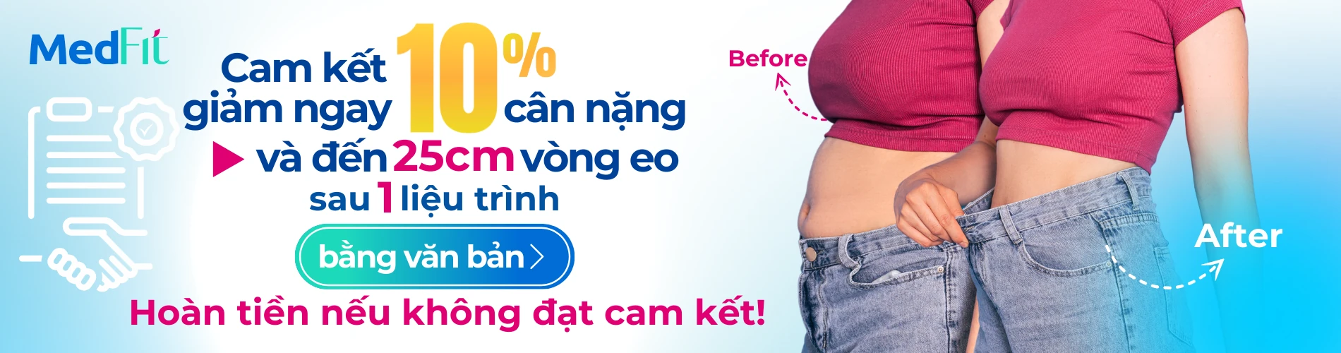 Banner cam kết giảm cân nặng MedFit