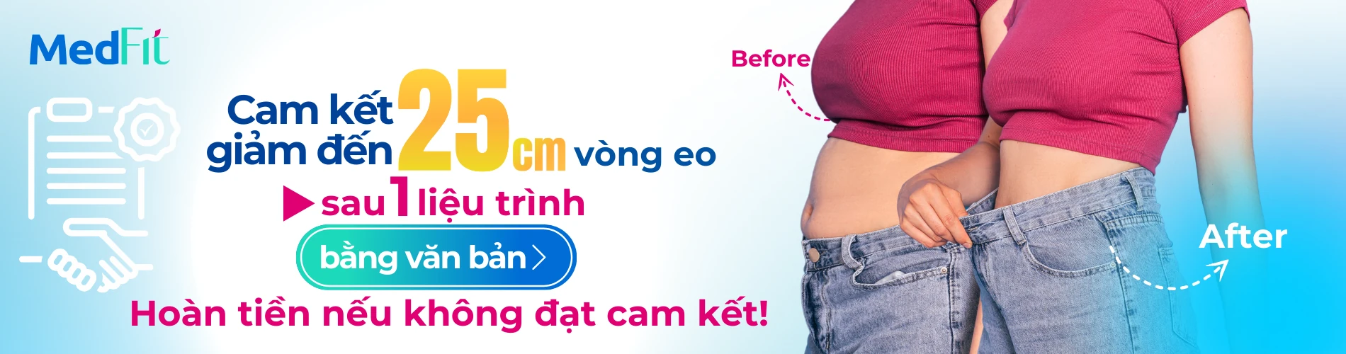 Banner cam kết giảm 25cm vòng eo