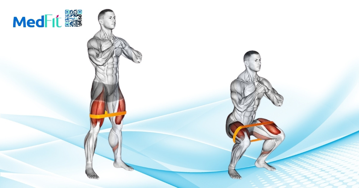 squat với dây kháng lực