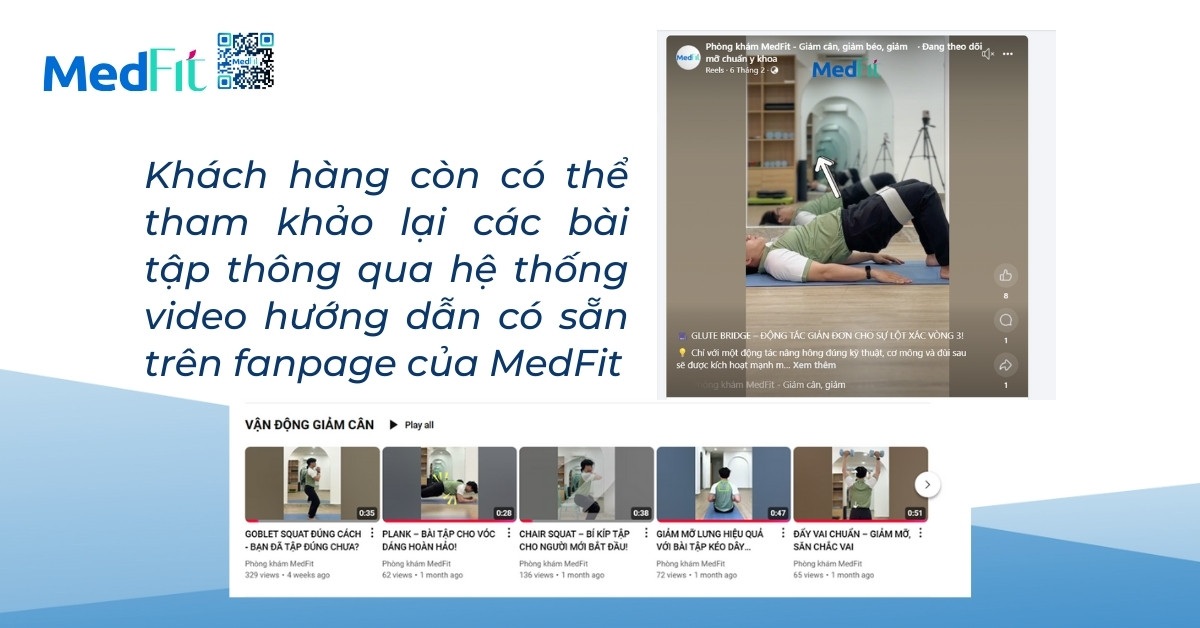 các bài tập được đăng trên fanpage và youtube của medfit