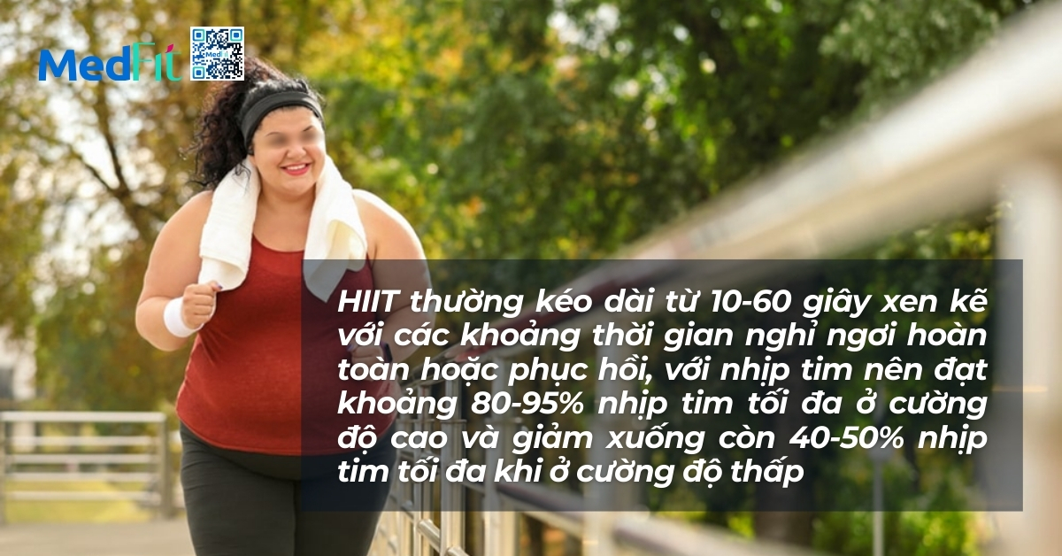 hiit kéo dài 10-60 giây xen kẽ các khoảng nghỉ ngơi hoàn toàn hoặc phục hồi