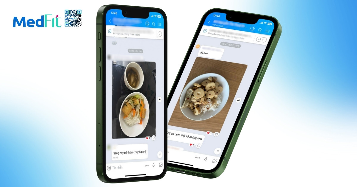 medfit dùng ứng dụng chat để thu thập thông tin bữa ăn online