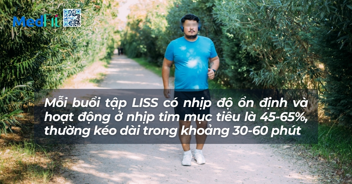 mỗi buổi tập liss thường kéo dài 30-60 phút