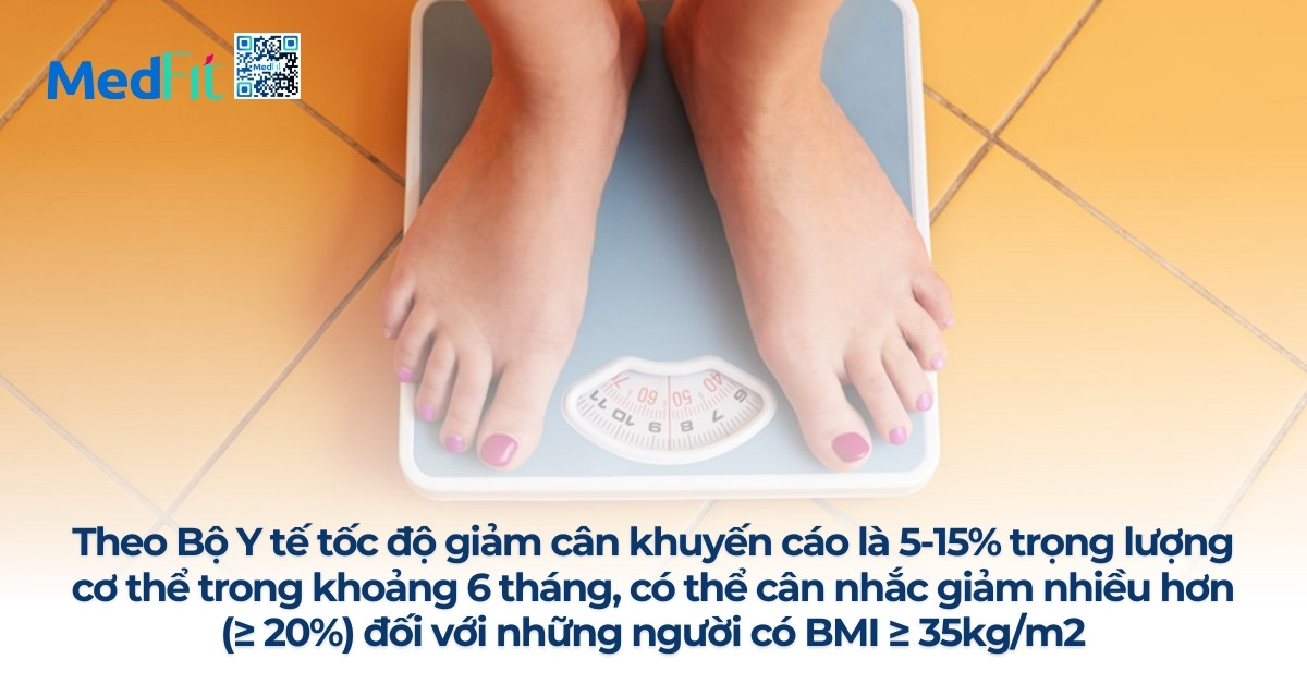 tốc độ giảm cân khuyến cáo là 5-10% cân nặng