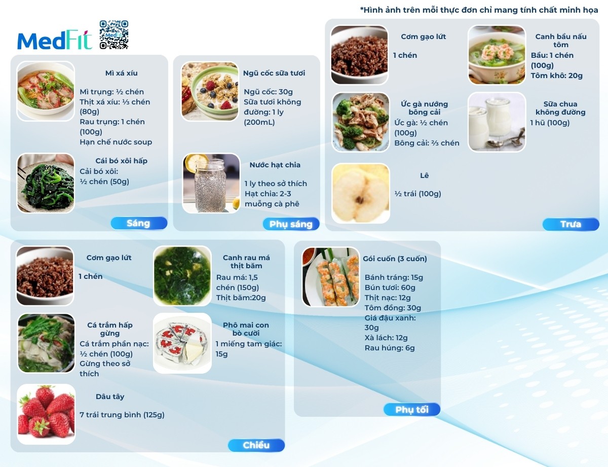 thực đơn 2000kcal mẫu ngày 1 dành cho mẹ đang cho con bú muốn giảm cân
