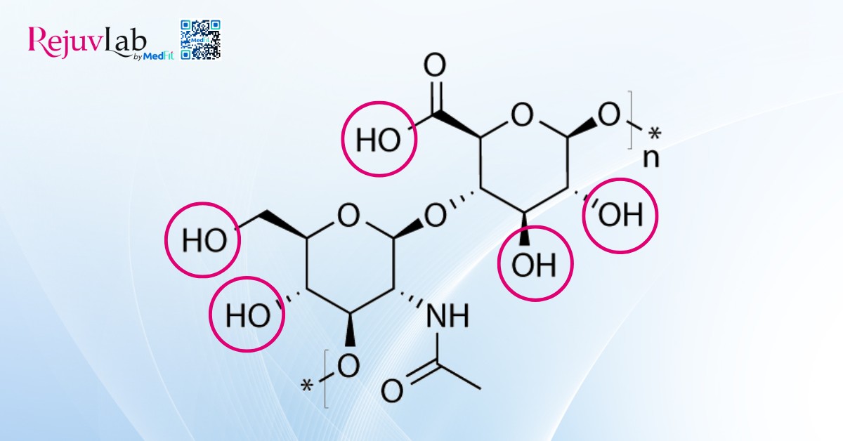 Hyaluronic acid là gì và ứng dụng trong thẩm mỹ da 2 nhóm hydroxyl ưa nước và tích điện âm mạnh của hyaluronic acid