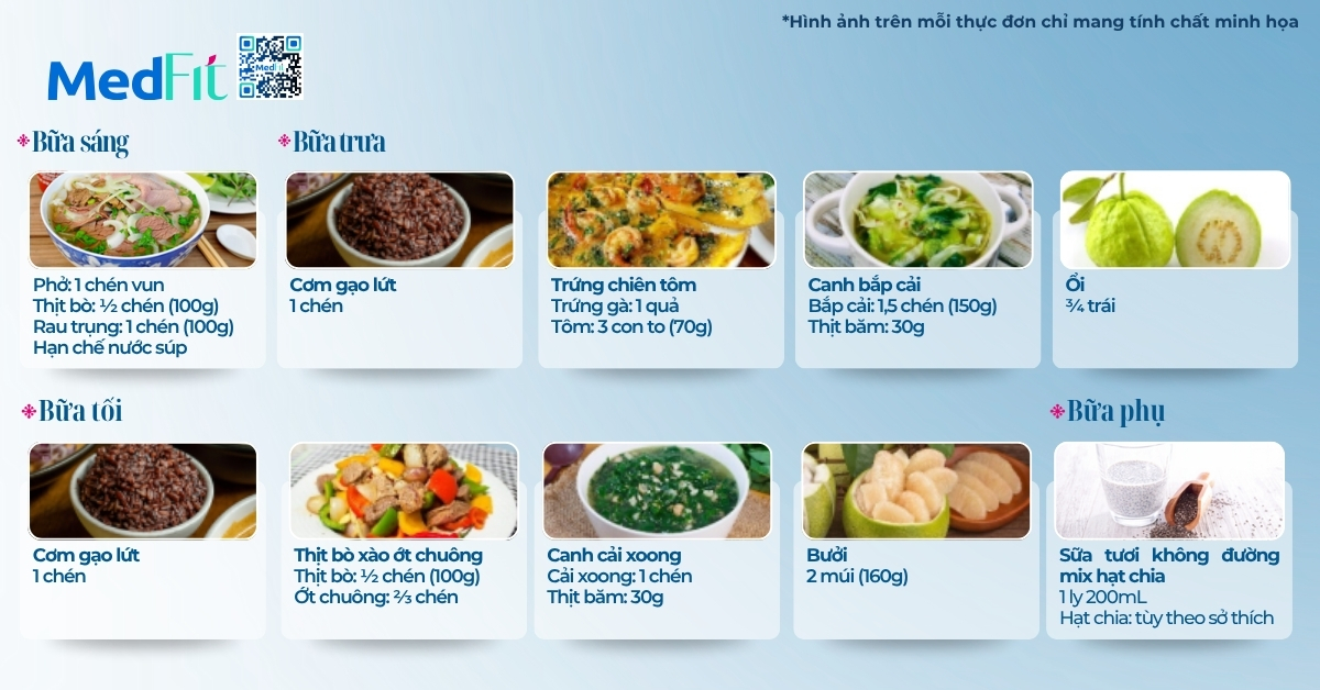 thực đơn giảm mỡ bụng mẫu ngày 1