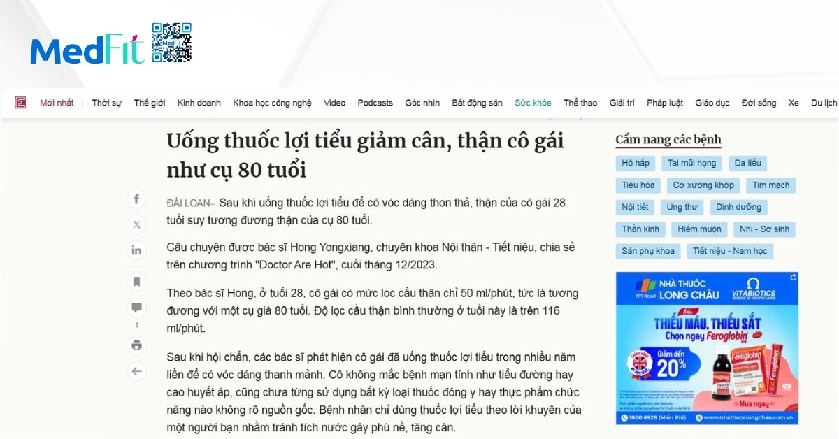 hậu quả của việc tự ý sử dụng thuốc lợi tiểu để giảm cân