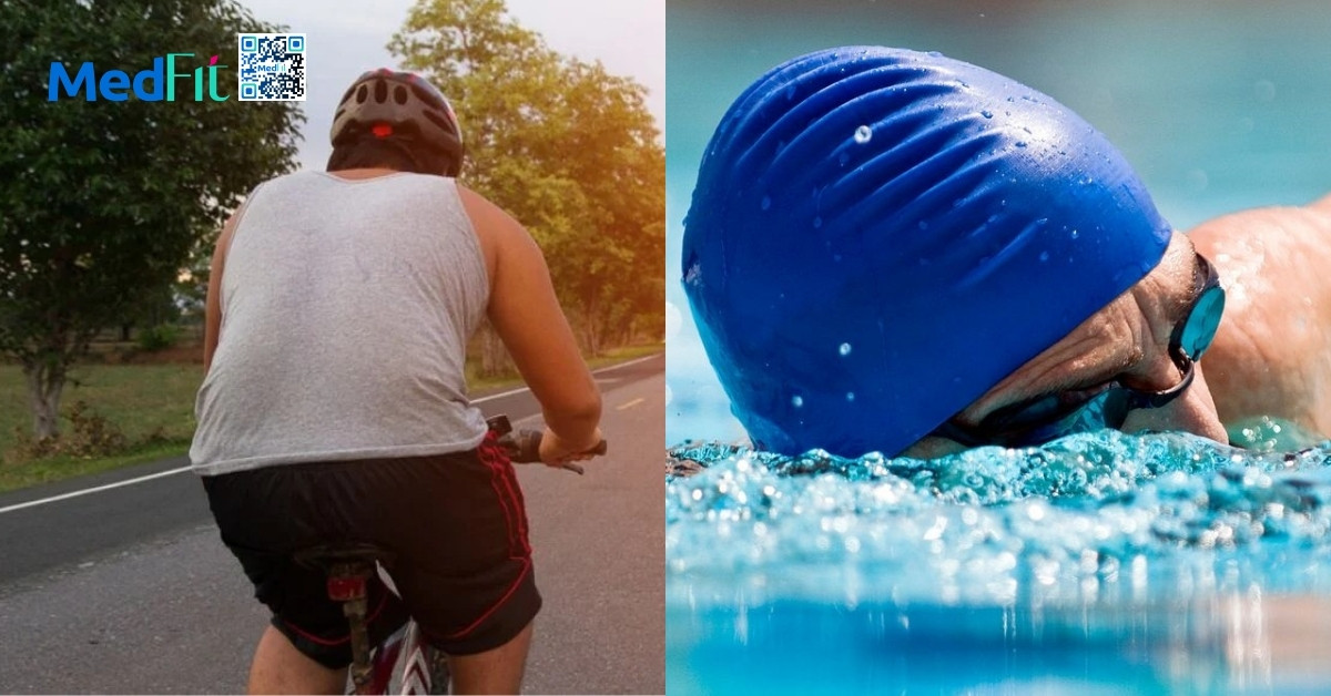 hình minh họa đạp xe và bơi lội