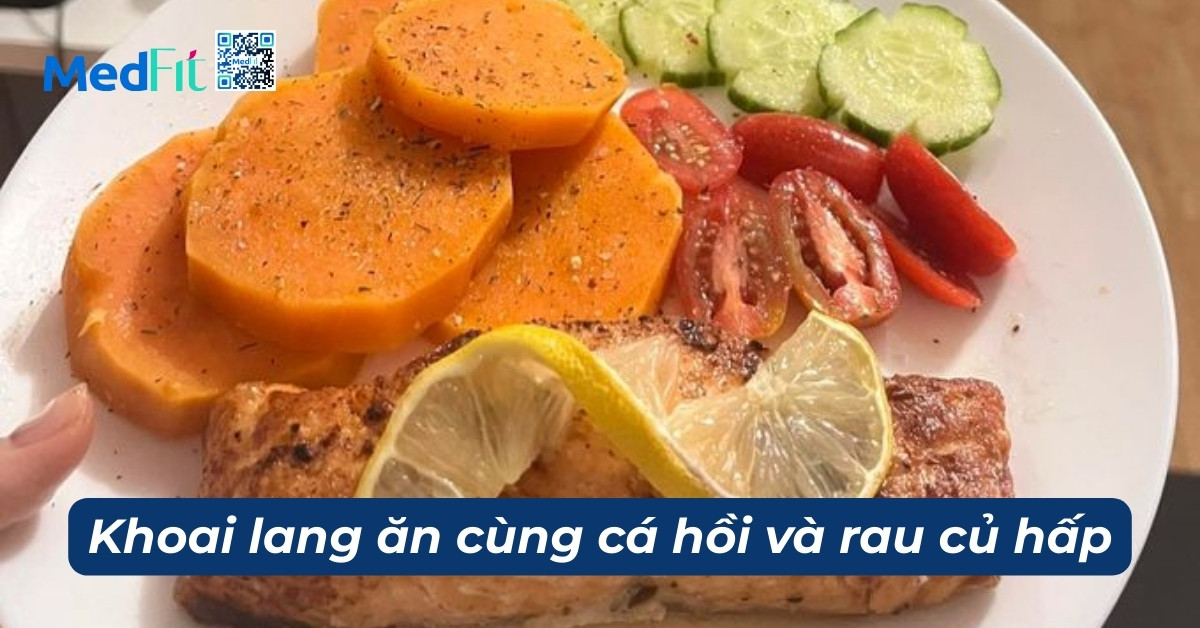 hình minh họa khoai lang và cá hồi