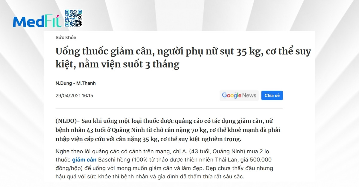 một ca bị hẹp thực quản do thuốc giảm cân baschi tại bệnh viện bạch mai