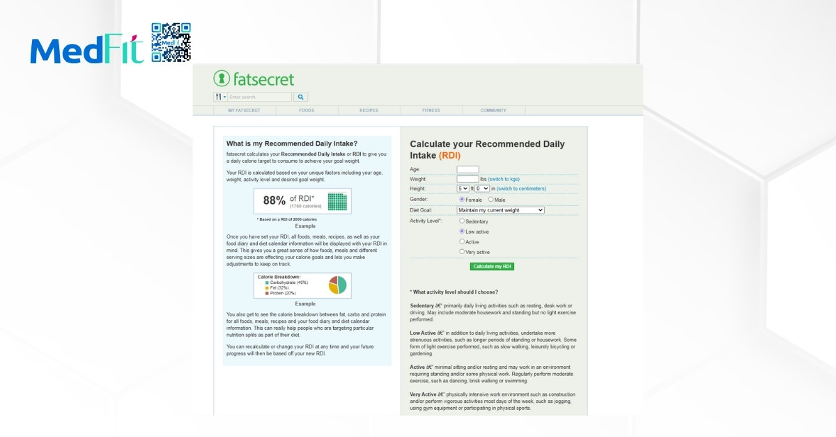 trang web FatSecret