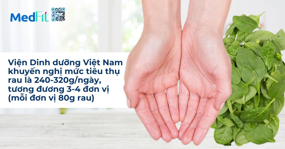 viện dinh dưỡng khuyến nghị về lượng rau tiêu thụ