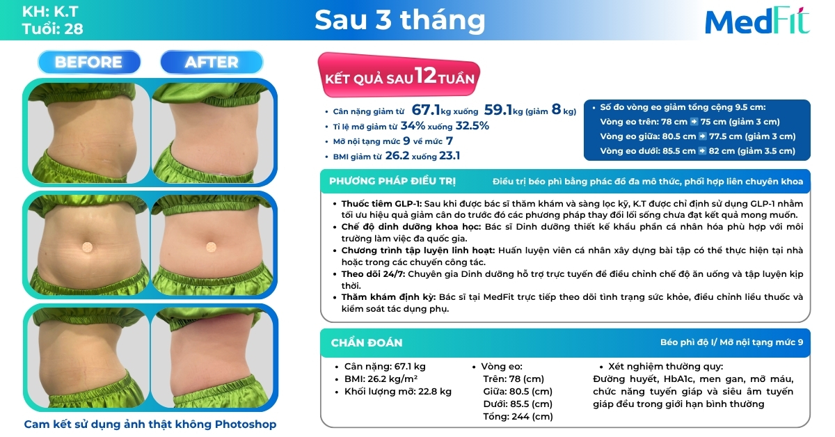 K.T và hành trình giảm 8kg trong 12 tuần để rạng rỡ trong ngày cưới 3 cls giảm cân của khách kt