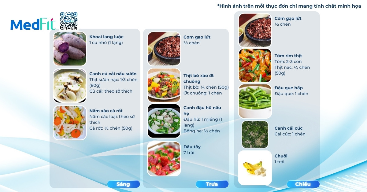 thực đơn giảm cân mẫu ngày 1