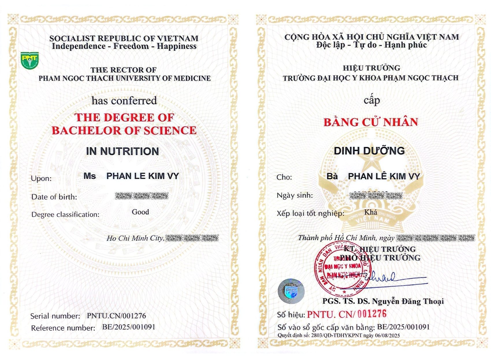 Bang tot nghiep CNDD Kim Vy 1