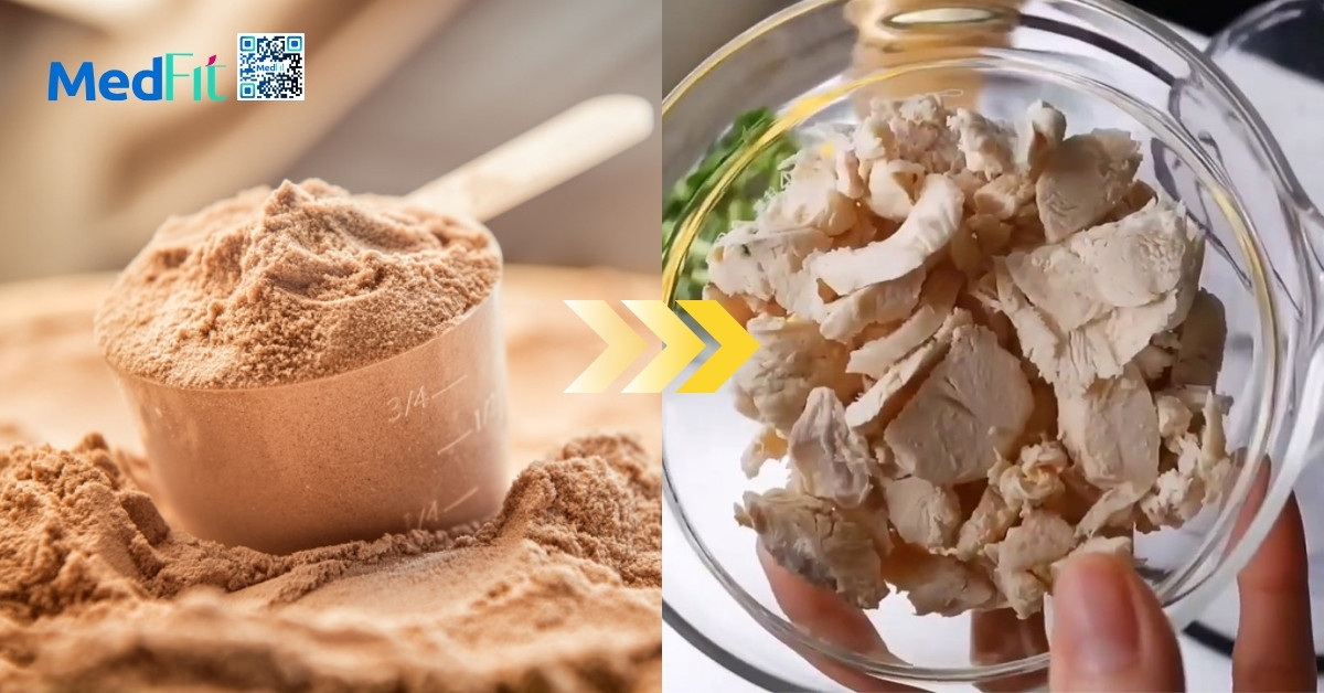 Công thức sinh tố ức gà giàu protein giúp tăng cơ, giảm mỡ hiệu quả 4 Với ưu thế tự nhiên, giàu dinh dưỡng và tiết kiệm chi phí, sinh tố ức gà là lựa chọn thay thế hợp lý cho whey protein trong chế độ ăn của người tập luyện