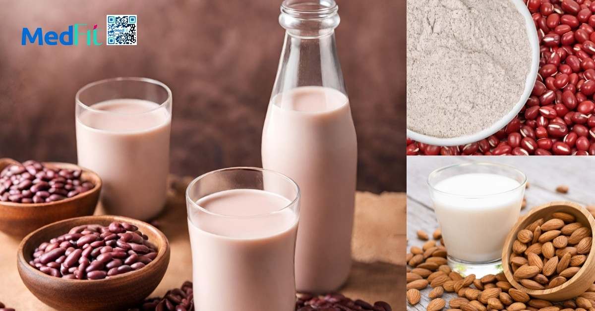 Cách uống bột đậu đỏ giảm cân an toàn và dễ áp dụng mỗi ngày 8 Bột đậu đỏ + sữa hạnh nhân không đường