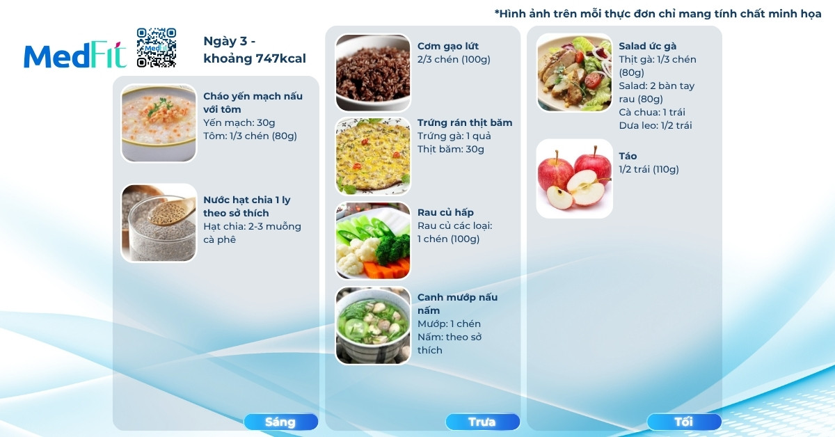 Thực đơn mẫu giảm cân bằng yến mạch ngày 3