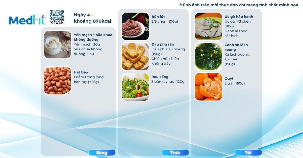 Thực đơn mẫu giảm cân bằng yến mạch ngày 4