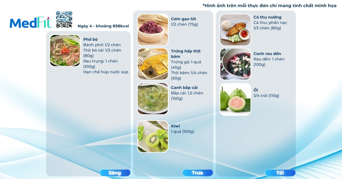 Thực đơn mẫu giảm cân với trứng ngày 4