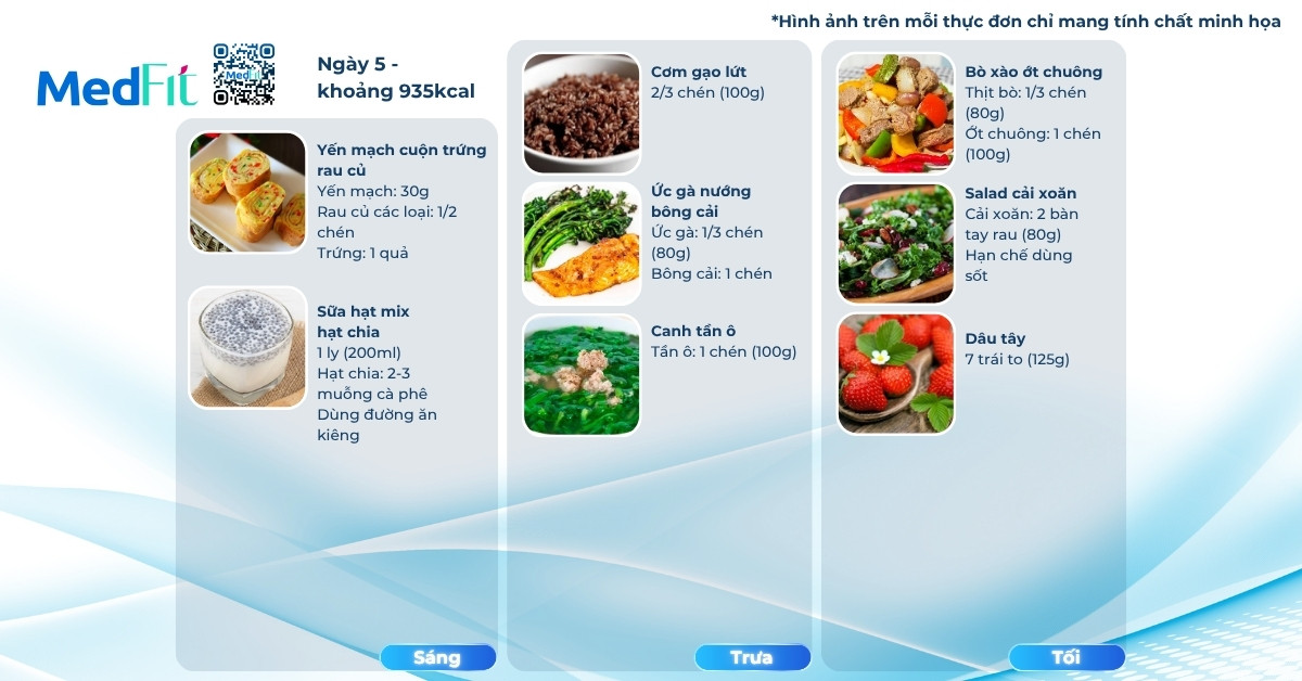 Thực đơn mẫu giảm cân bằng yến mạch ngày 5