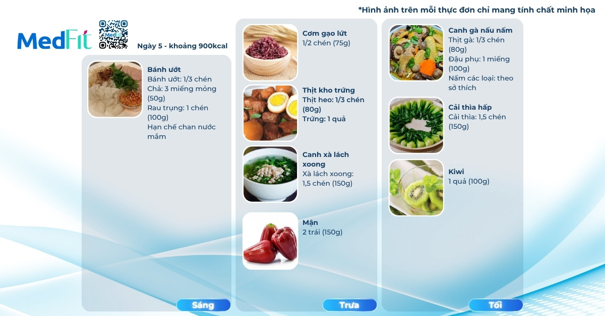 Thực đơn mẫu giảm cân với trứng ngày 5