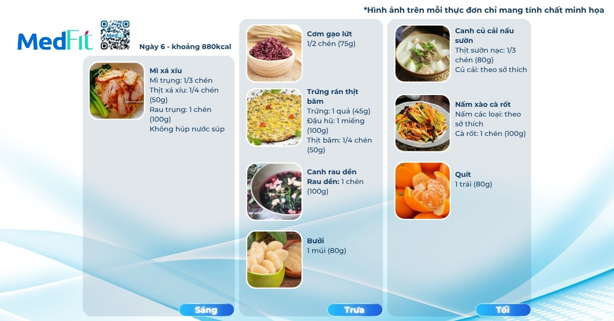 Thực đơn mẫu giảm cân với trứng ngày 6