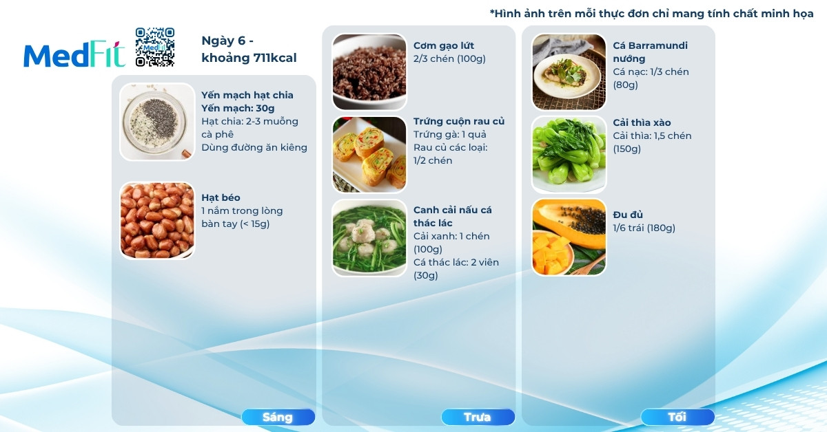 Thực đơn mẫu giảm cân bằng yến mạch ngày 6