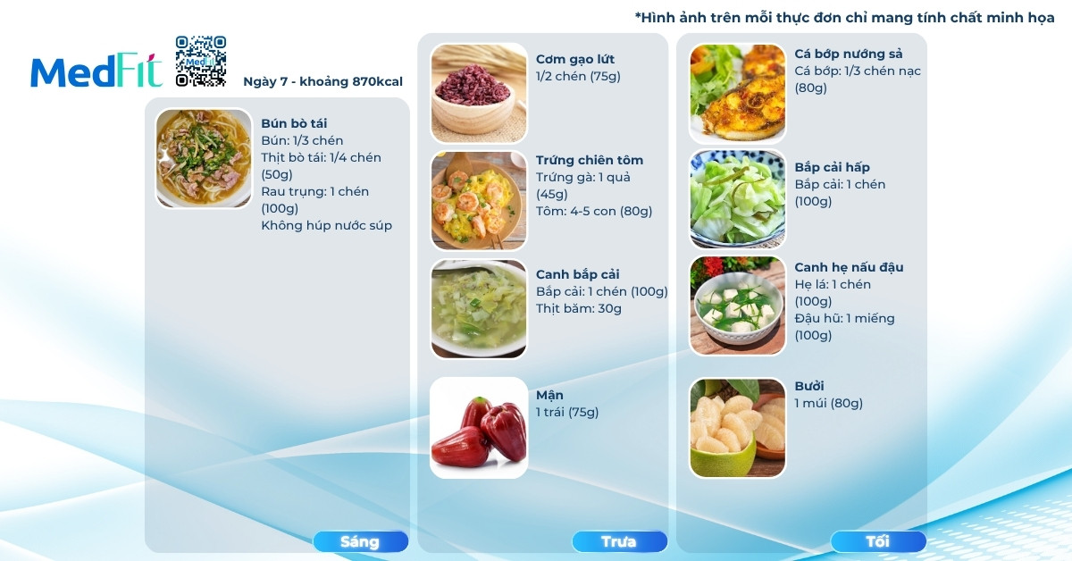 Thực đơn mẫu giảm cân với trứng ngày 7