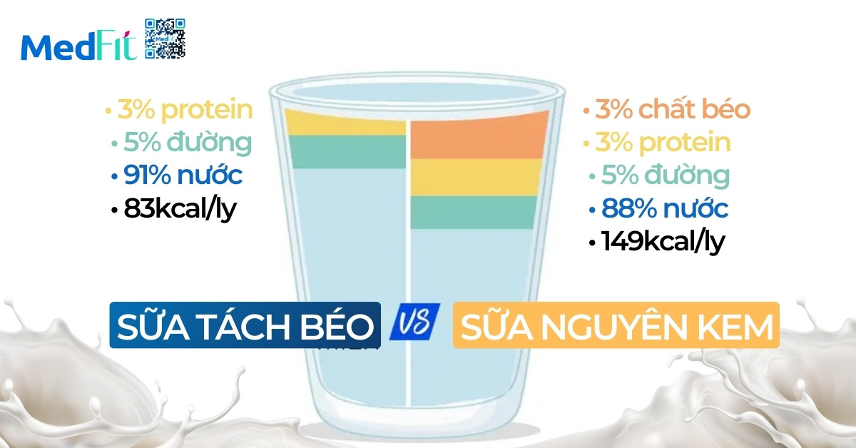 Hướng dẫn cách chọn sữa uống giảm cân hiệu quả, giữ dáng thon thả 1 Sua tach beo va sua nguyen kem