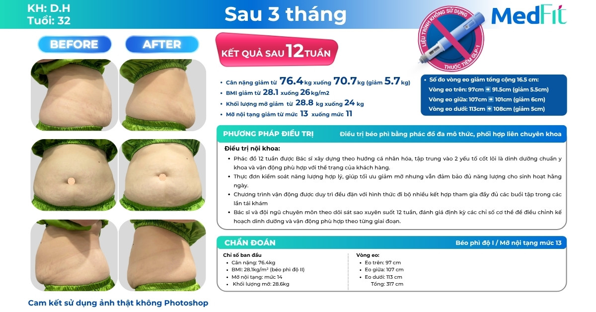 12 tuần chỉ với liệu trình dinh dưỡng vận động tại MedFit, khách hàng giảm gần 6kg và 16,5cm vòng eo 9 12 tuần chỉ với liệu trình dinh dưỡng vận động tại MedFit, khách hàng giảm gần 6kg và 16,5cm vòng eo 8