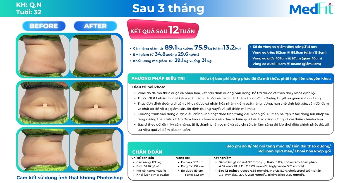 Từ áp lực cân nặng đến sự tự tin: Khách hàng giảm 13,2kg và giảm 31,5cm vòng eo sau 12 tuần 9 Từ áp lực cân nặng đến sự tự tin: Khách hàng giảm 13,2kg và giảm 31,5cm vòng eo sau 12 tuần 8