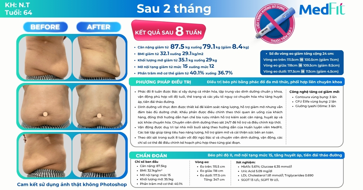 Khách hàng 64 tuổi vẫn giảm cân ngoạn mục, giảm 8,4kg và 24cm vòng eo chỉ trong 8 tuần 9