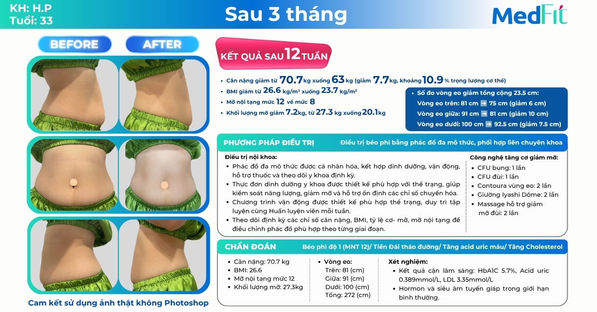 Mẹ sau sinh lấy lại vóc dáng, giảm gần 8kg sau 12 tuần tại MedFit 9